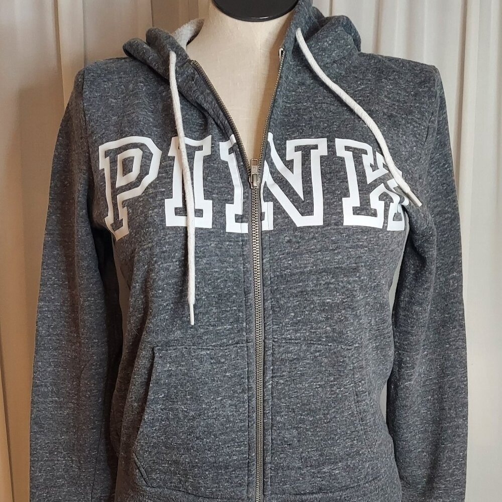 Pink Victoria's Secret Full Zip Hoodie Logo Sweatshirt Jacket